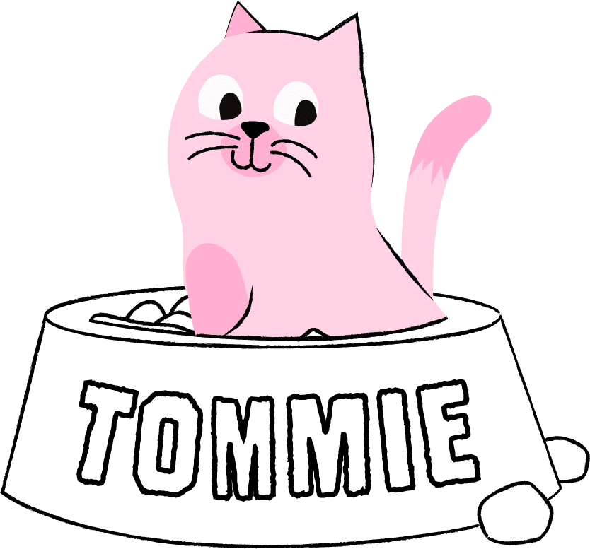 Illustratie roze Tommie the Cat kitten